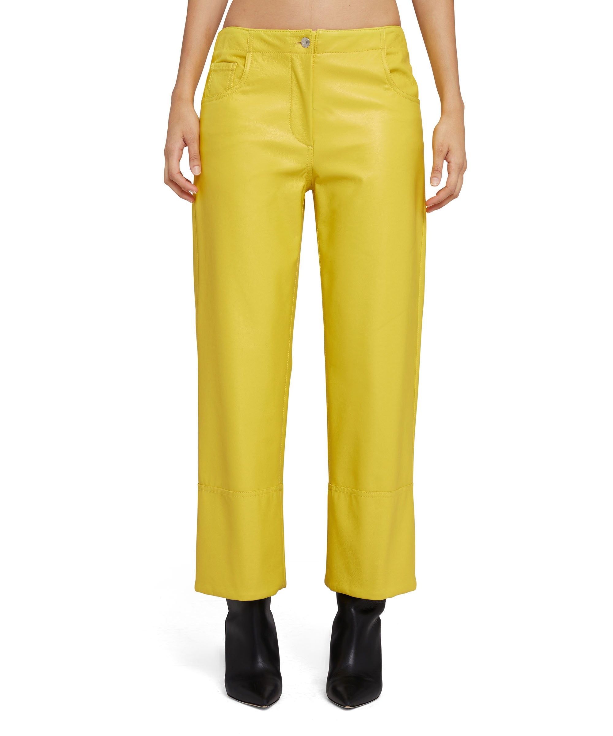 Faux leather boot-cut pants with straight legs - 2