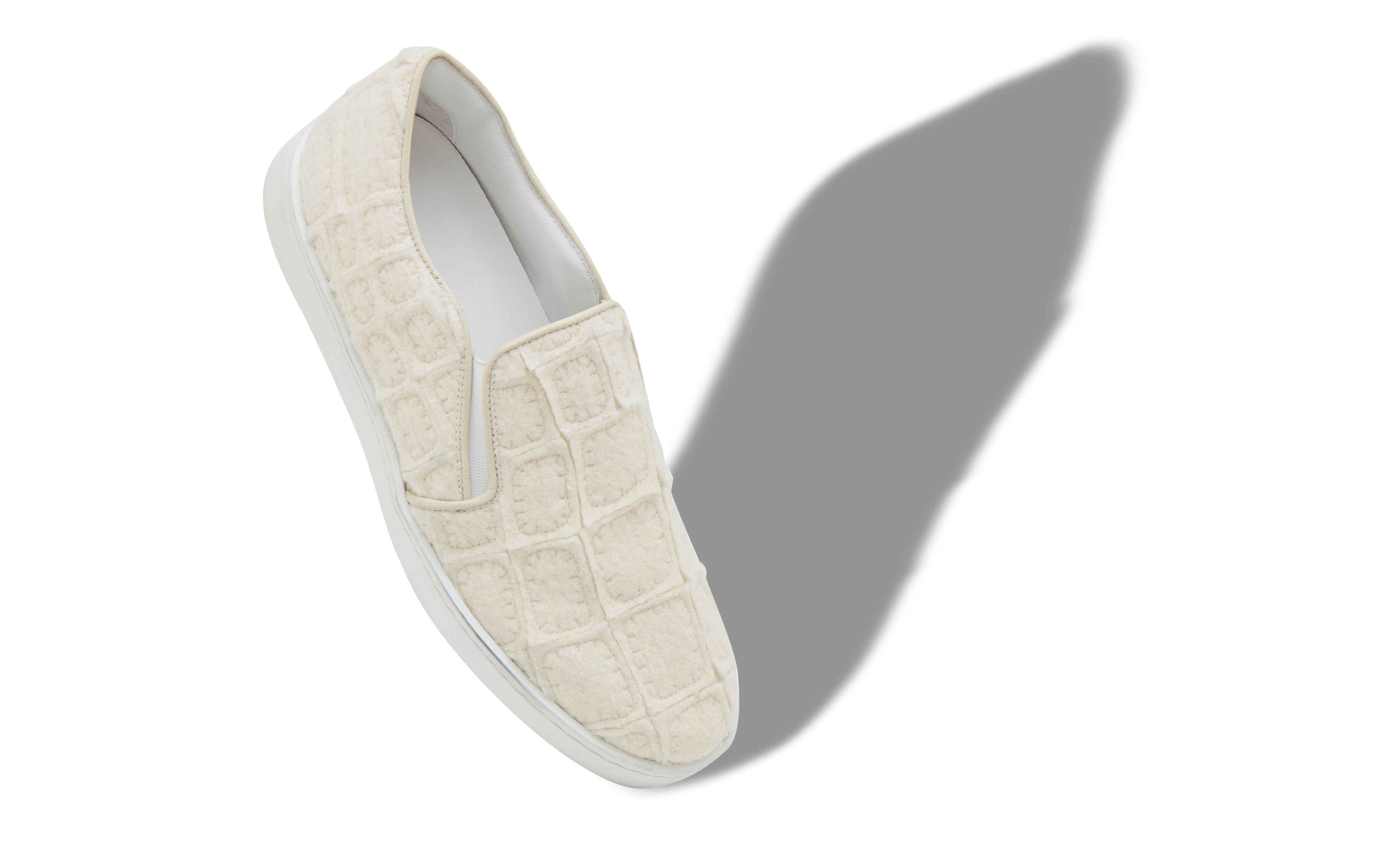 Ivory Wool Textured Slip On Sneakers - 2