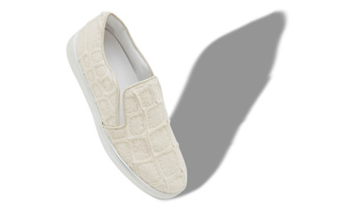 Manolo Blahnik Ivory Wool Textured Slip On Sneakers outlook