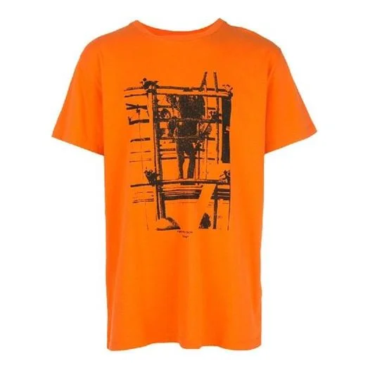 Off-White Cotton Arrow Pattern Printing Round Neck Short Sleeve Orange OMAA027F191850071910 - 1