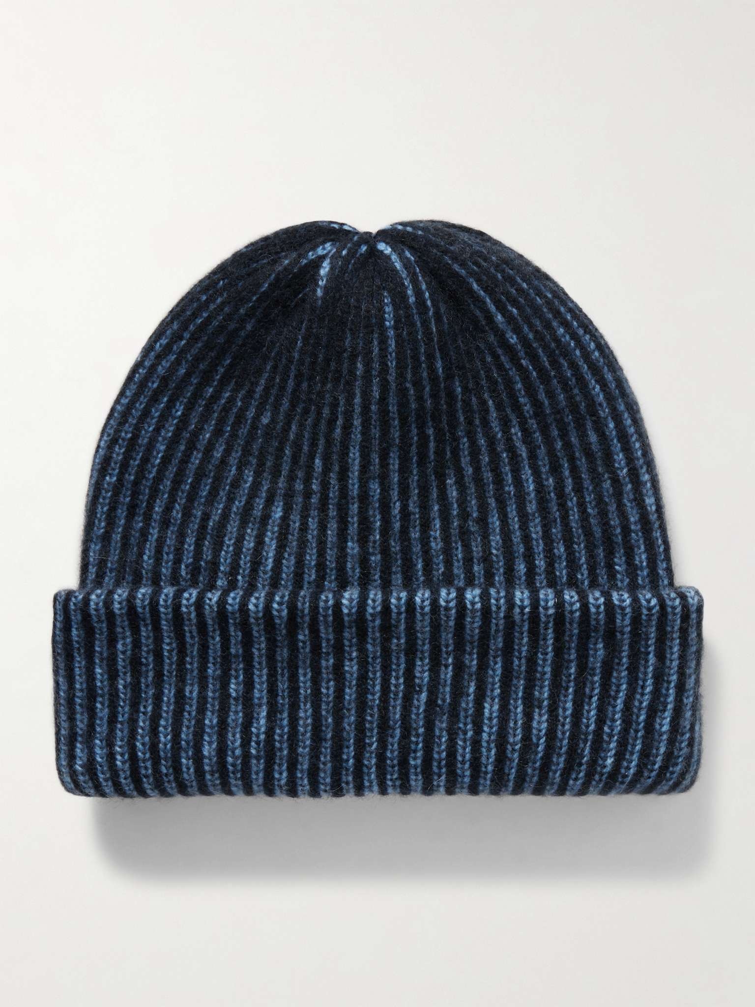 Stripe Watchman Ribbed Cashmere Beanie - 1
