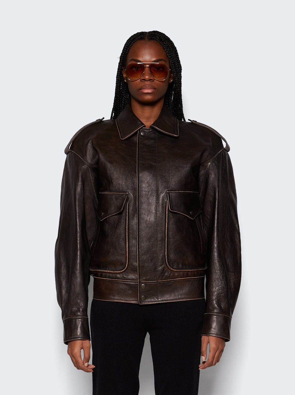 Blouson Oversized Flight Jacket Brun - 3