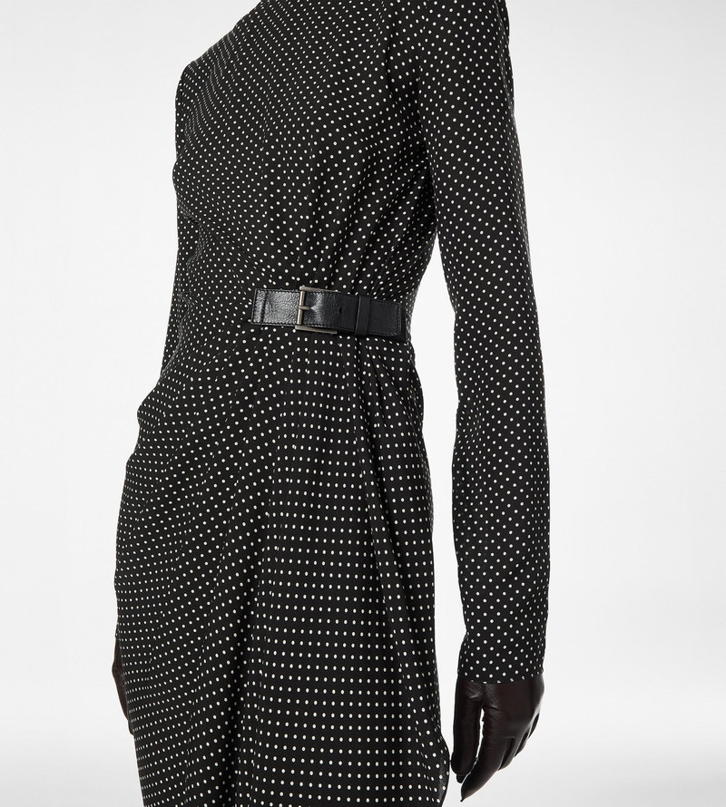 TOM FORD PRINTED SILK SABLE LONG SLEEVE DRESS WITH LEATHER DETAIL outlook