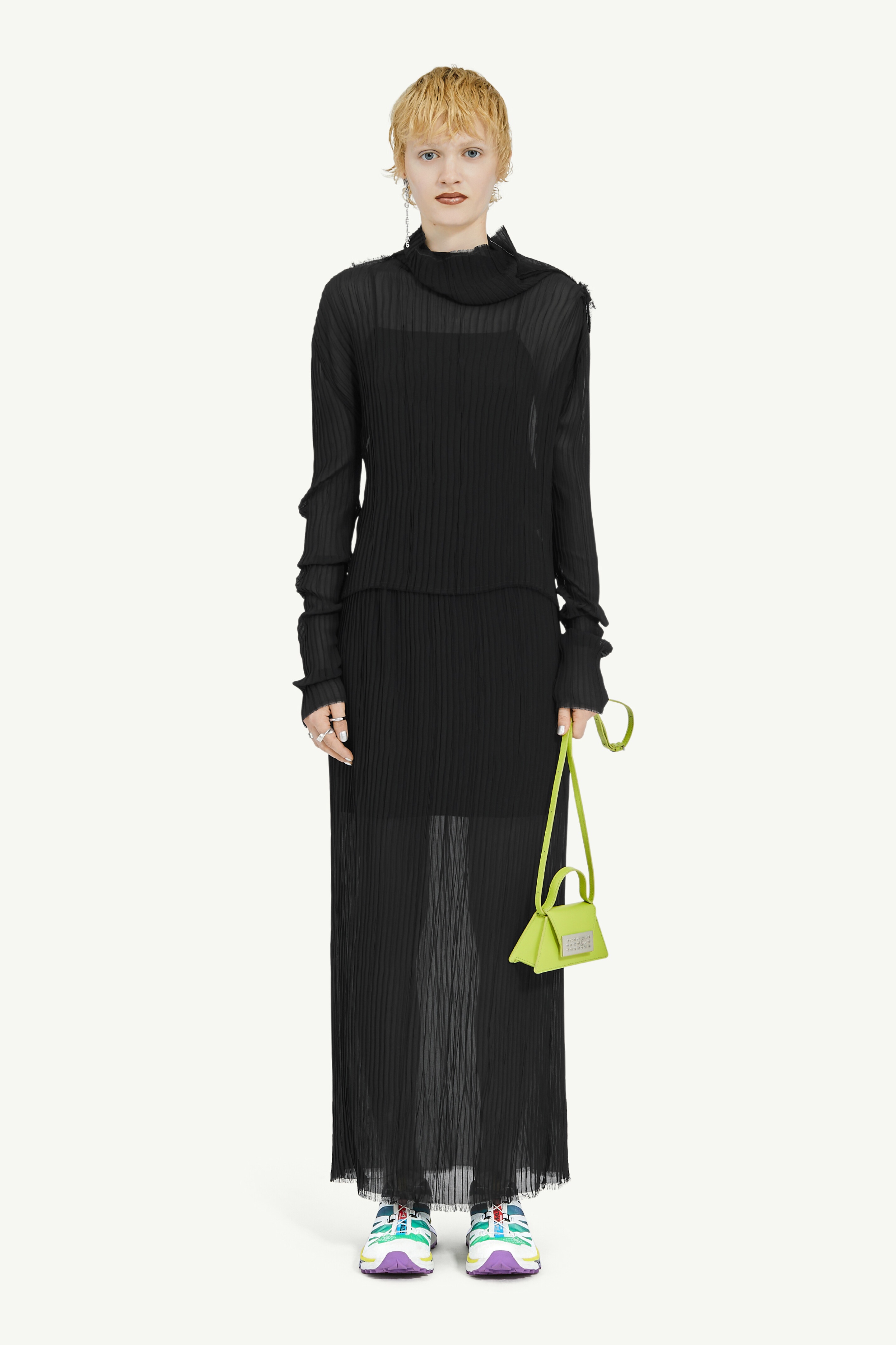 Raw Edge Sheer Plissé Top - 2