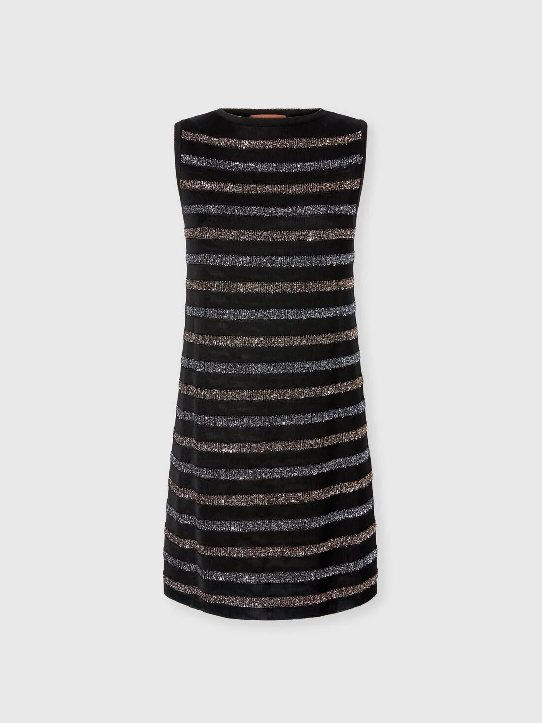 Sleeveless Striped Mini Dress with Sequins - 1