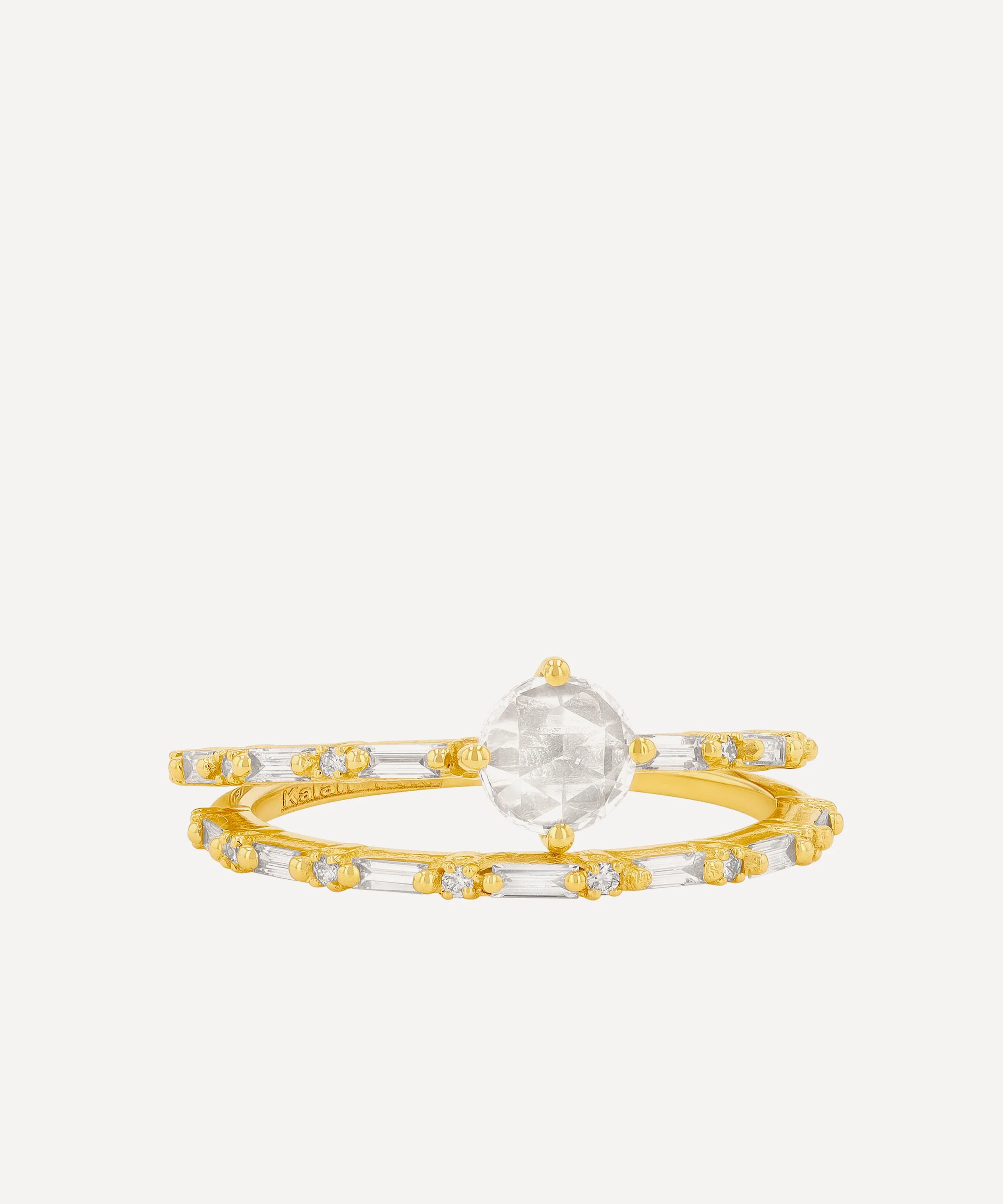 14ct Gold Rose Cut Round Diamond Engagement Ring - 1