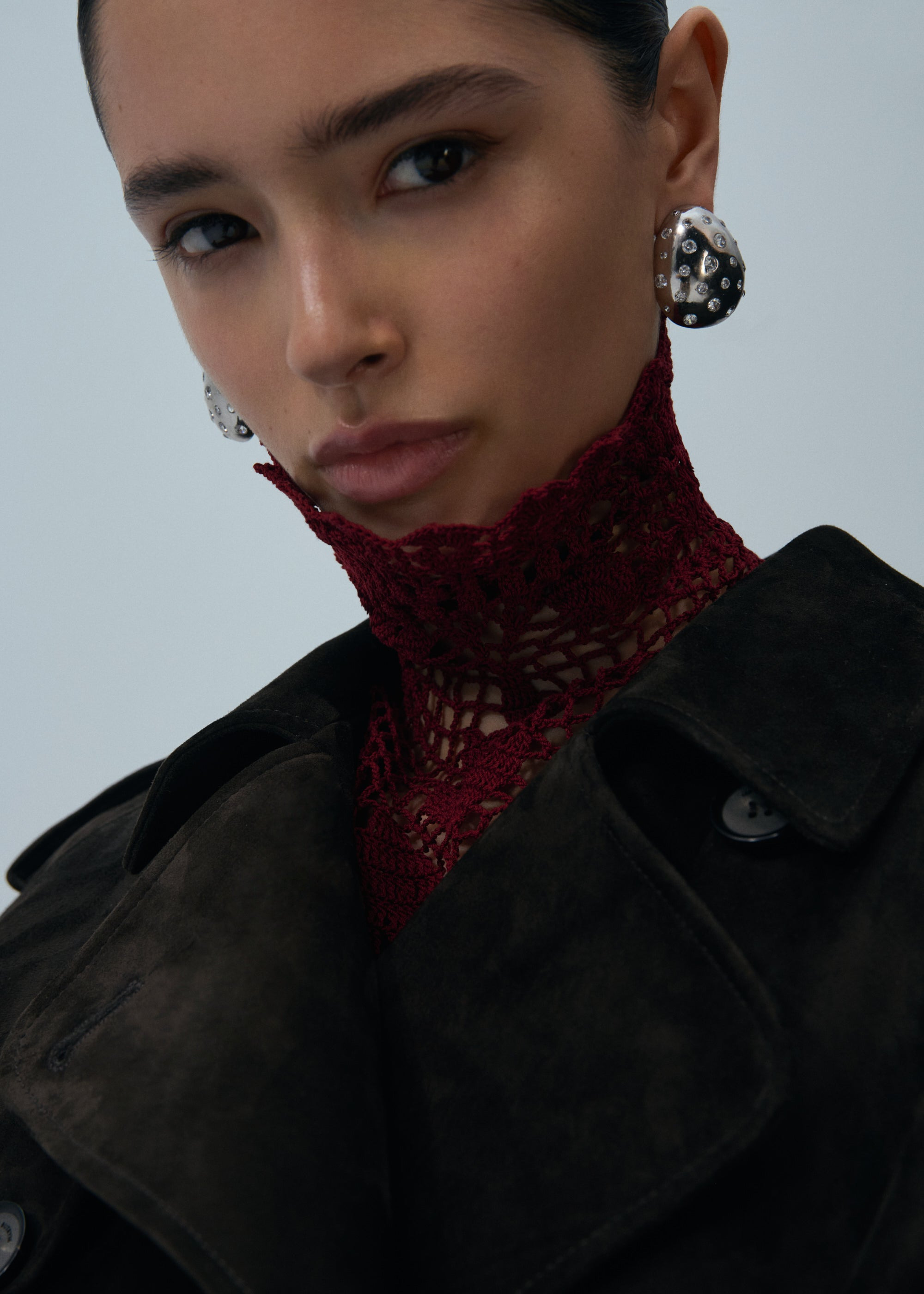 Long earrings in silver with crystals - 2