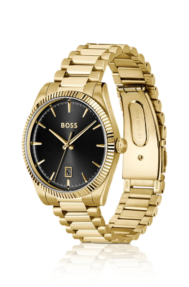 BOSS CHESWICK GOLD-TONE WATCH WITH FLUTED BEZEL outlook