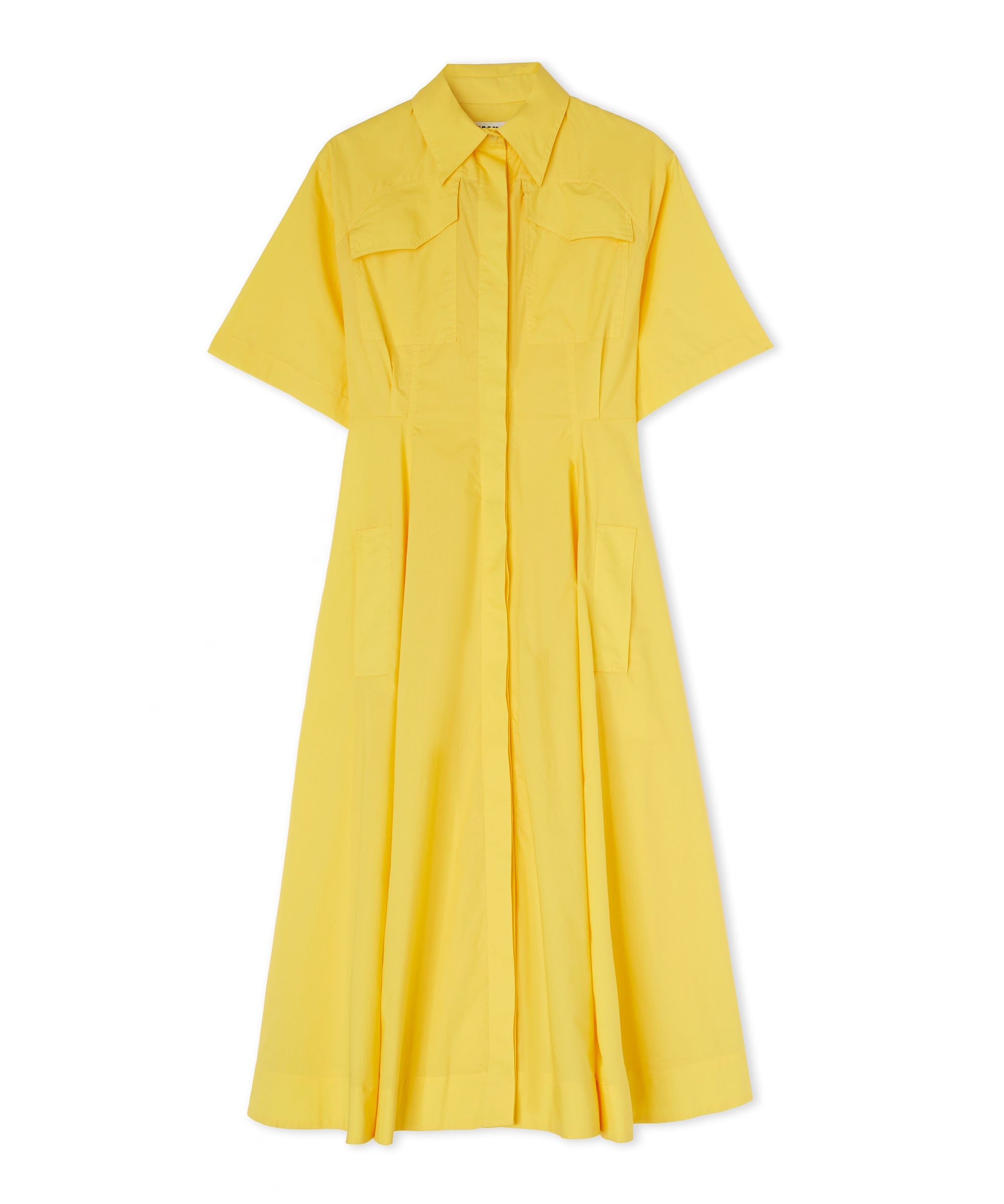 Cotton midi dress with short sleeves and circle skirt - 2