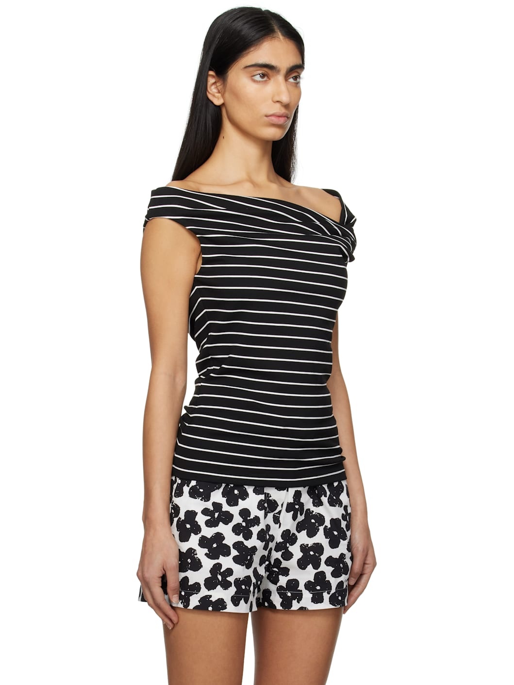 Black & White Striped Blouse - 2