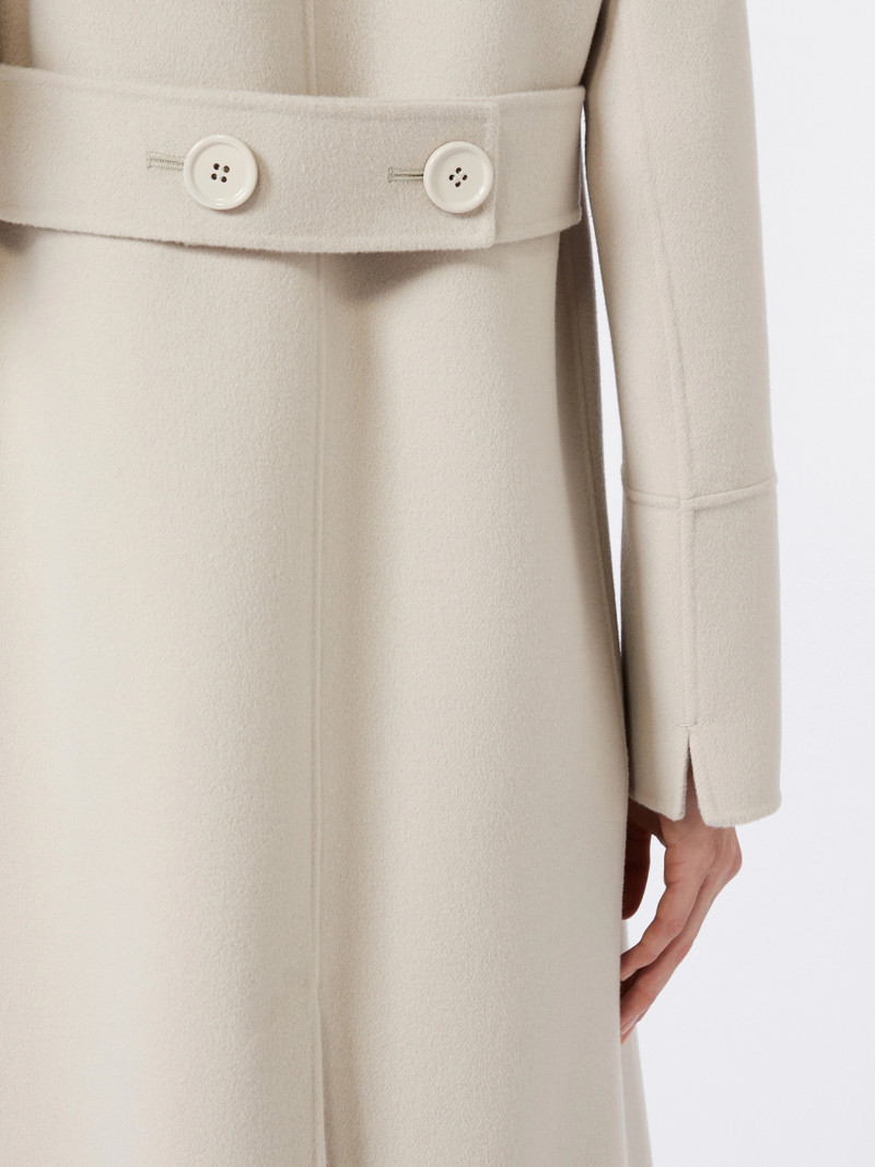 CUSTODI Long wool coat with half-belt detail - SAND 5