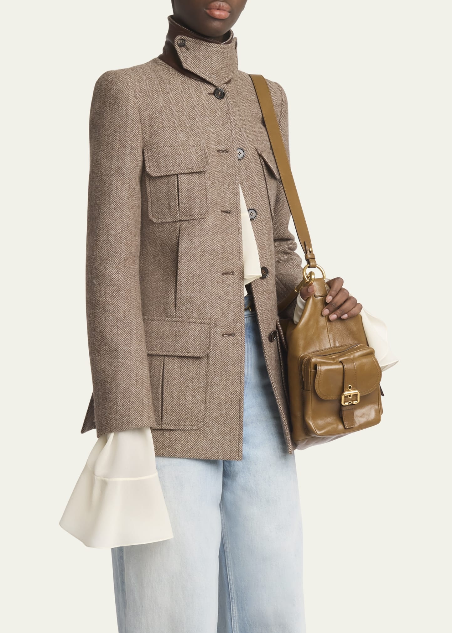 Herringbone Boyish Wool Jacket - 4