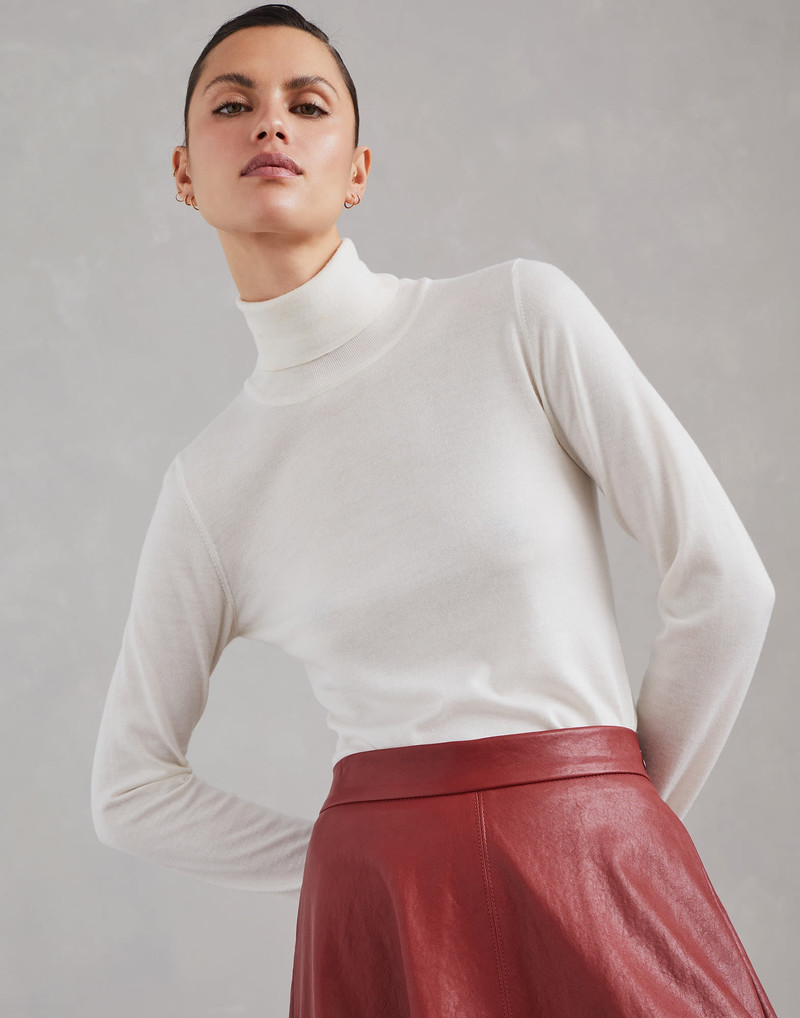 Natural leather midi circle skirt 3