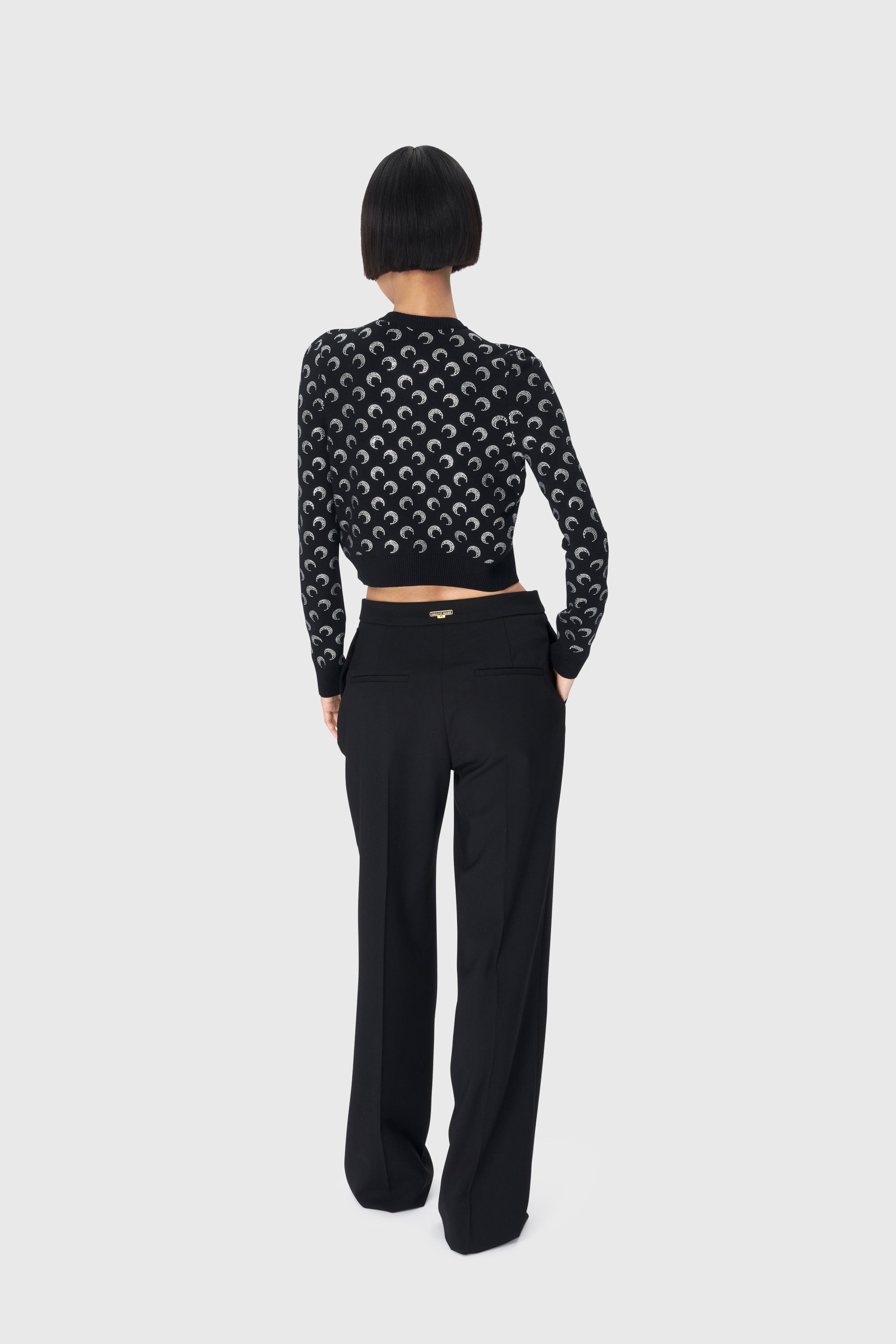 Moon Rhinestoned Knit Fitted Cardigan - 7