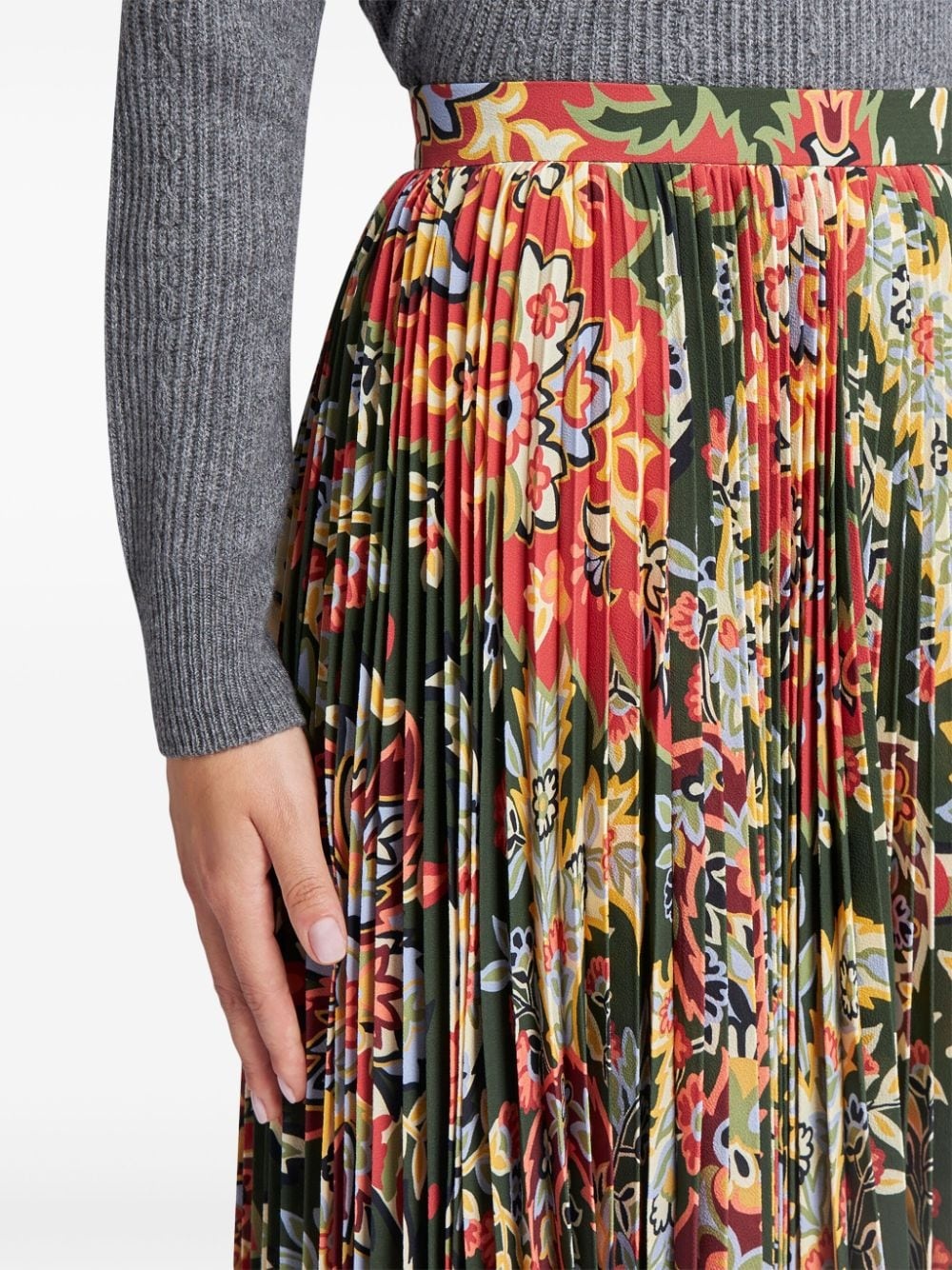 paisley-print pleated midi skirt - 5