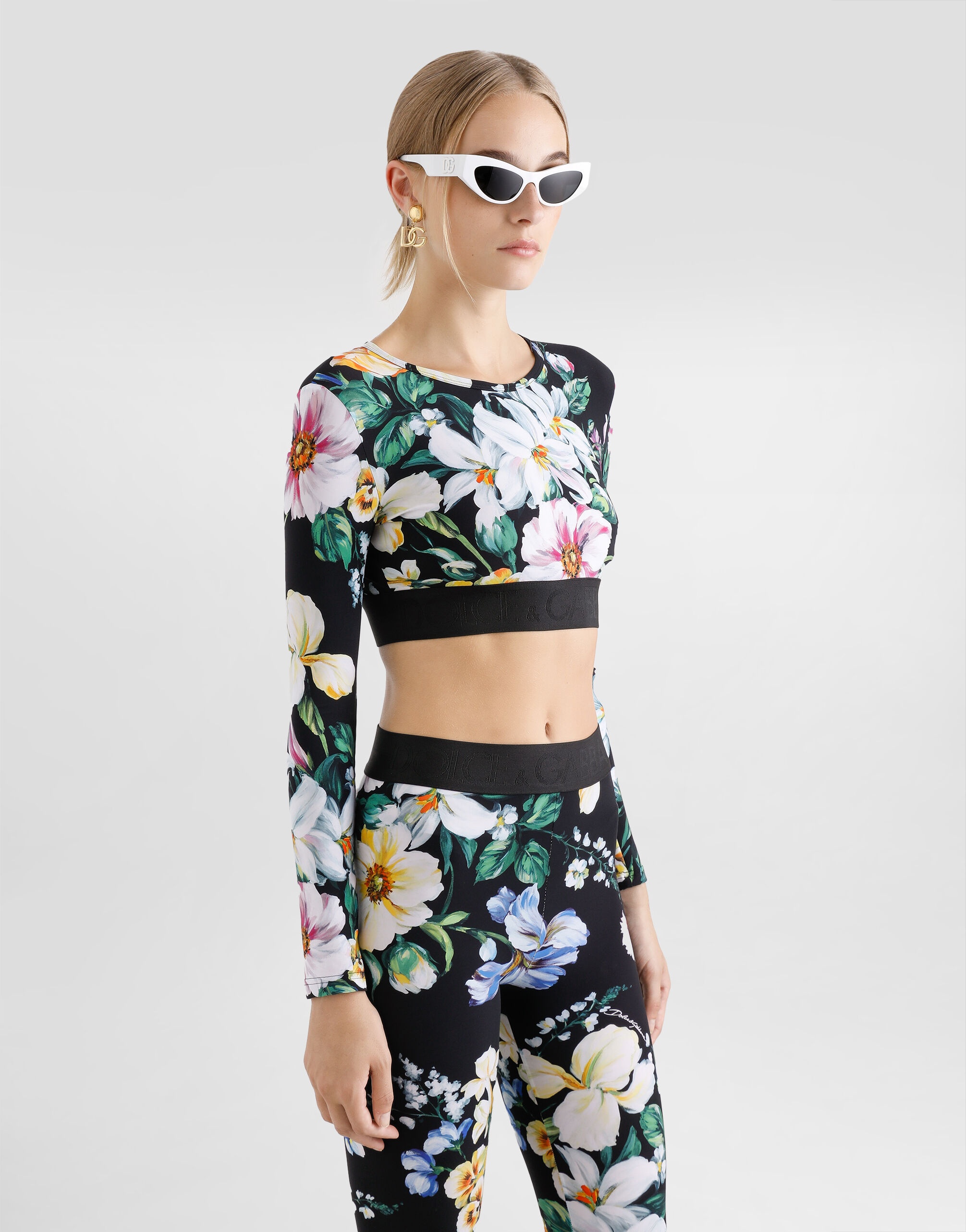 Activewear crop top in floral-print jersey - 5