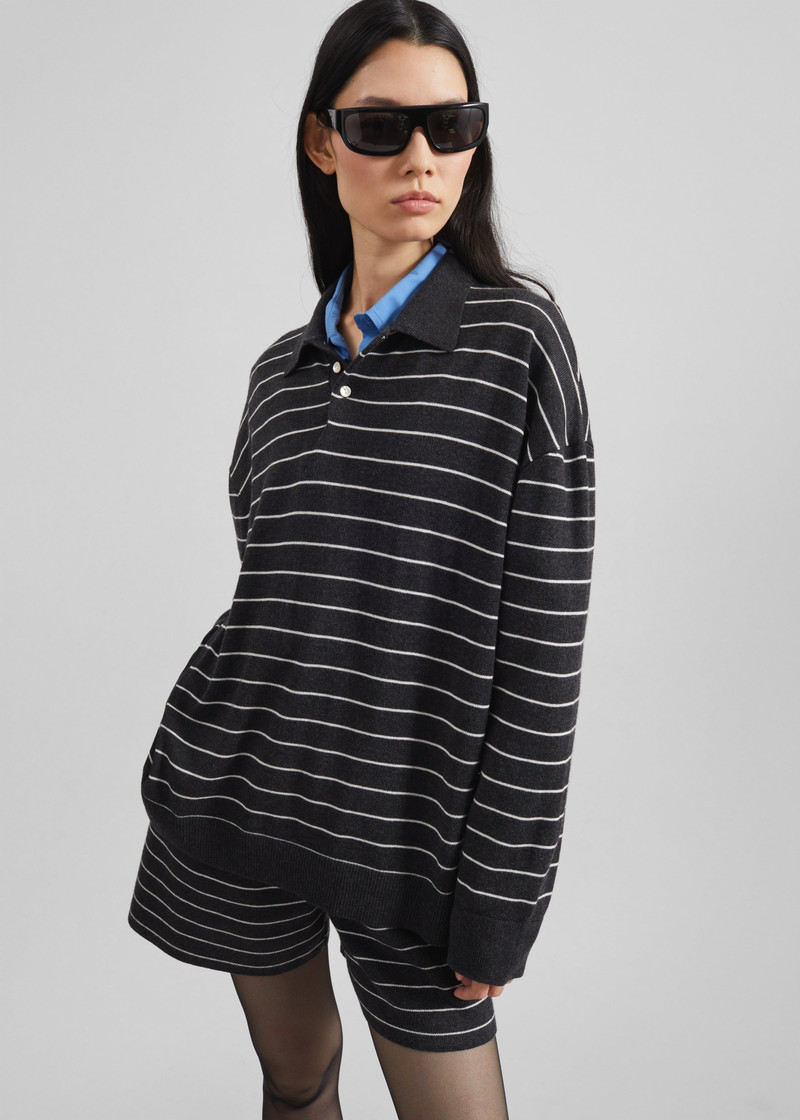 Nolma Knit Shorts - Grey/White Stripe 6