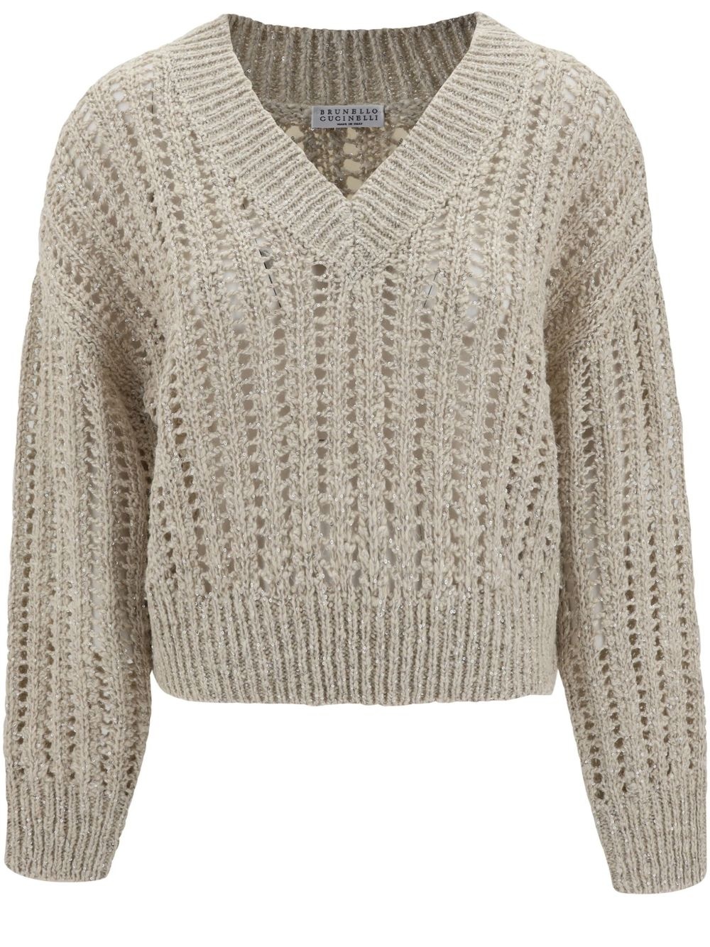 V-neck cable-knit sweater - 1