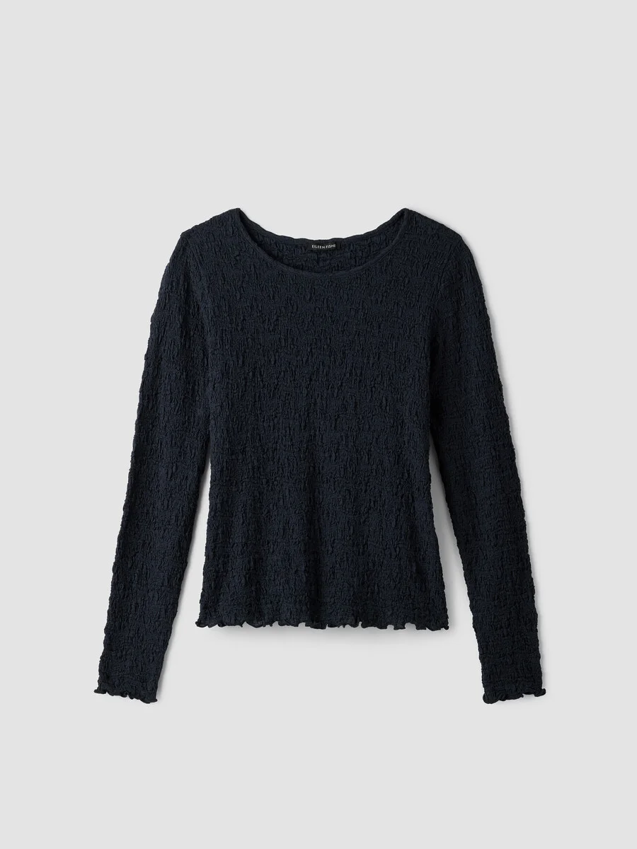 Bubble Jacquard Round Neck Top - 1