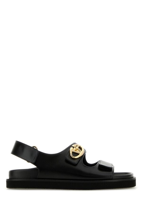 Black leather sandals - 1