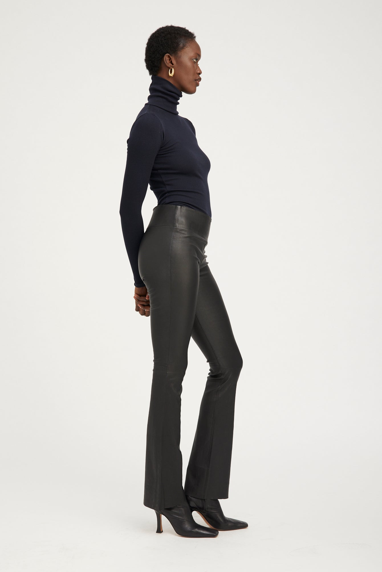 BLACK LEATHER MICRO FLARE - 5