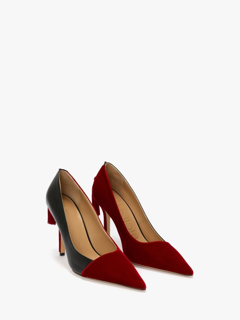 JW Anderson VELVET AND LEATHER PUMPS WITH TASSELS outlook