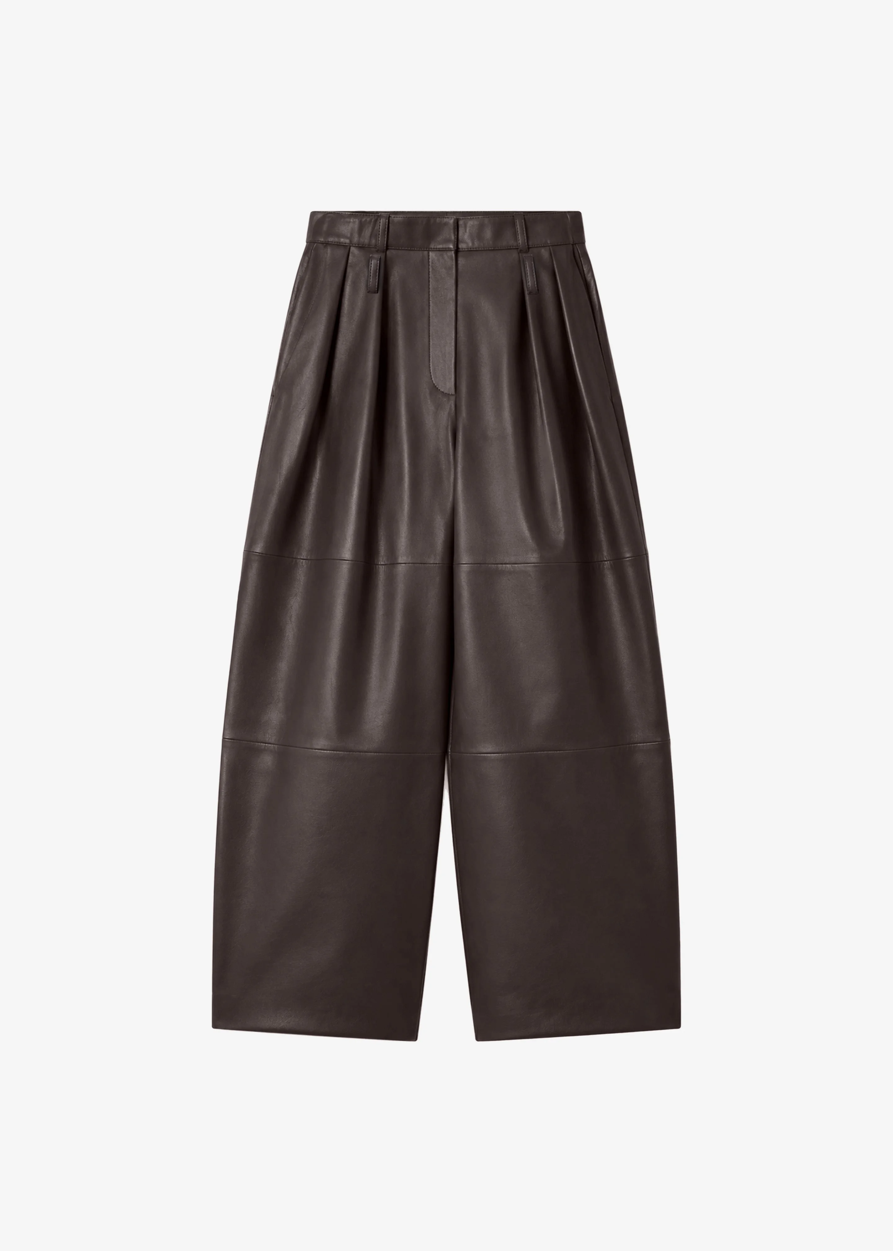 Jeva Faux Leather Double Belt Loop Trousers - Brown - 1