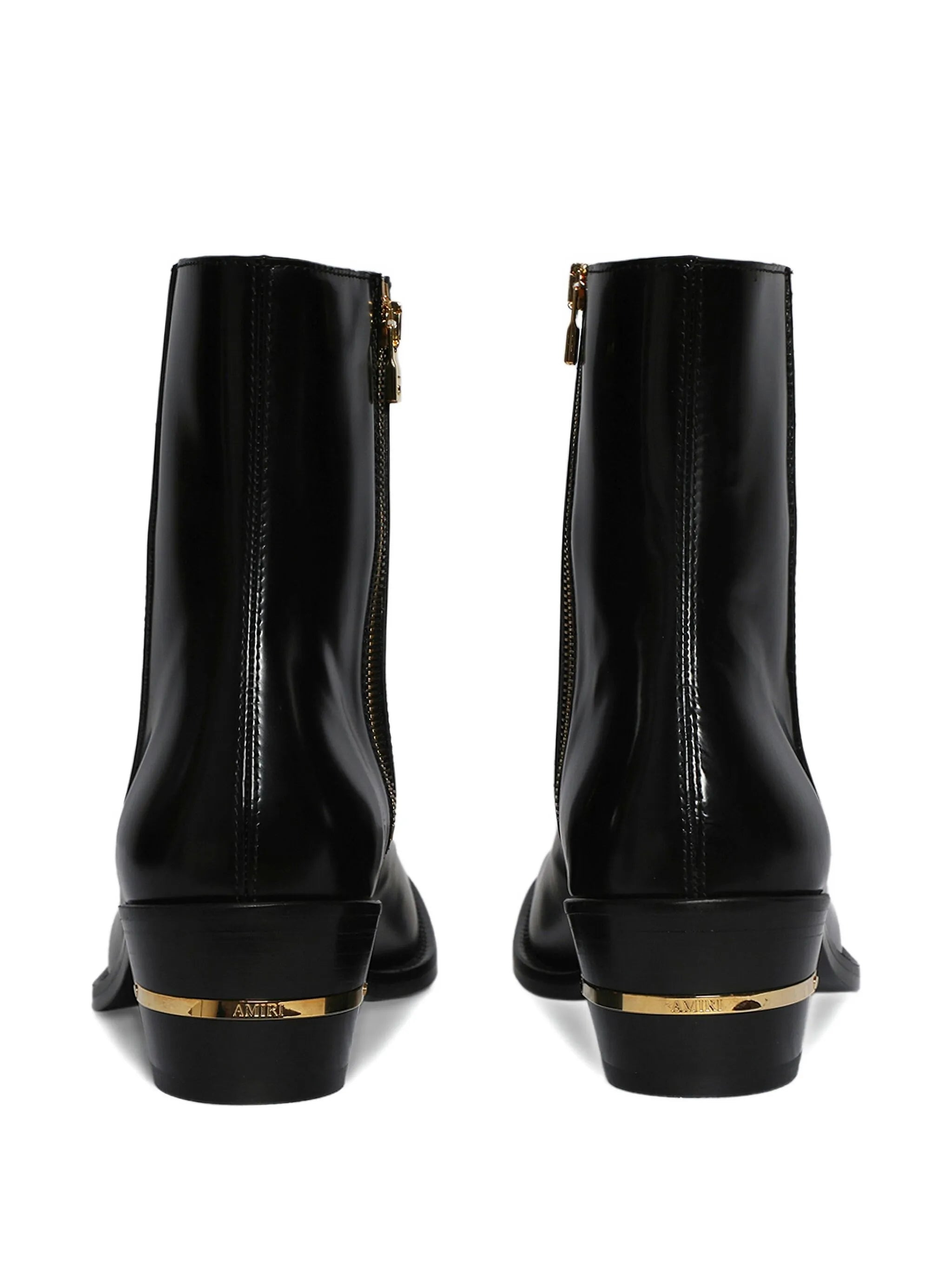 metallic-heel leather boots - 2