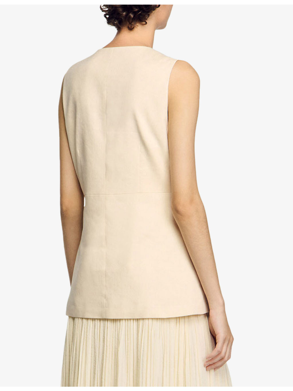 Corset-Style Sleeveless Linen-Blend Jacket - 4