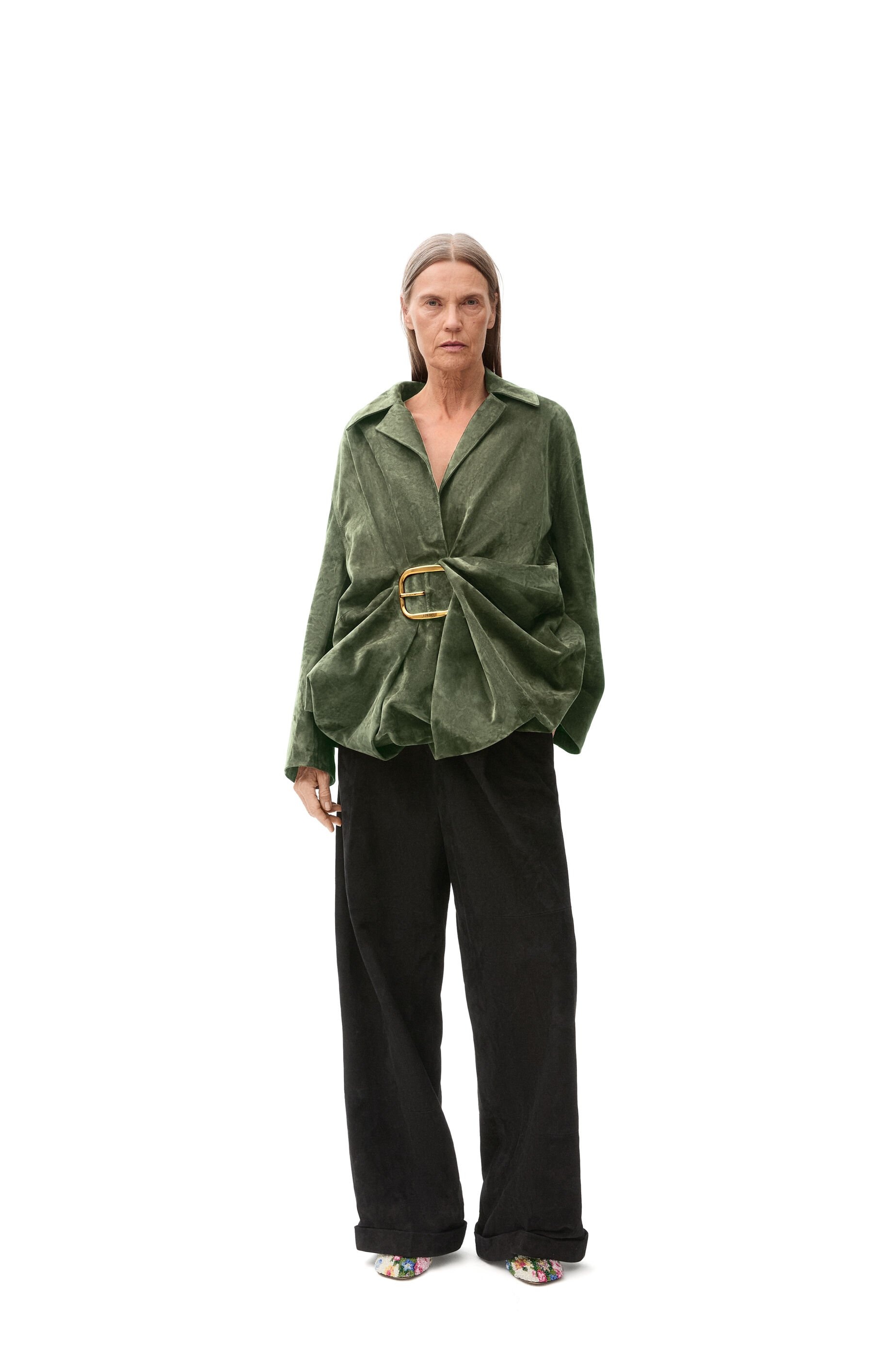 Pleated trousers in suede lambskin - 2
