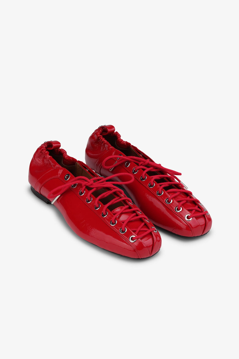 GANNI RED LACE-UP BALLERINAS outlook