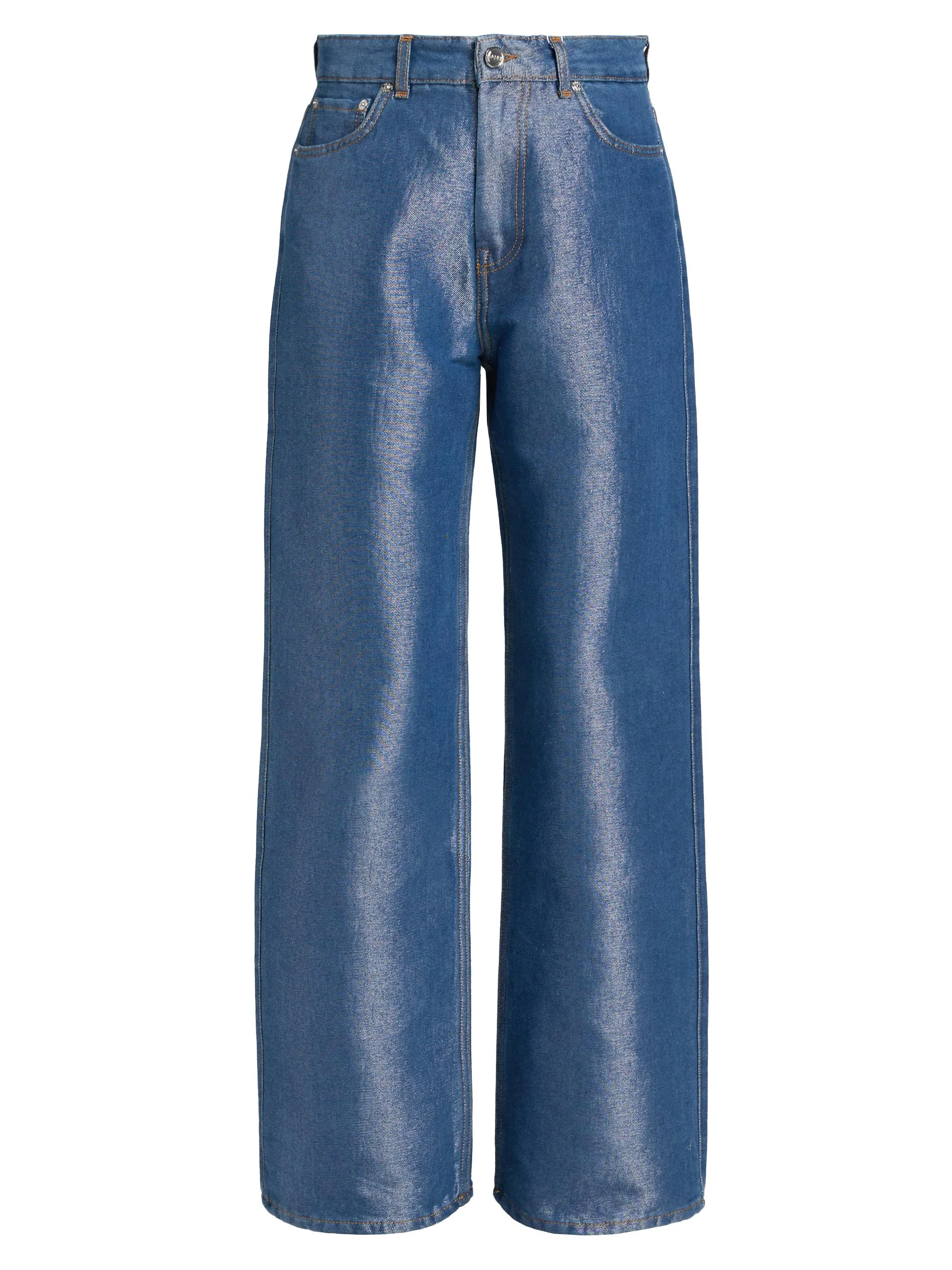 Women's Izey Shiny Weft Denim Jeans - Mid Blue Stone - 1