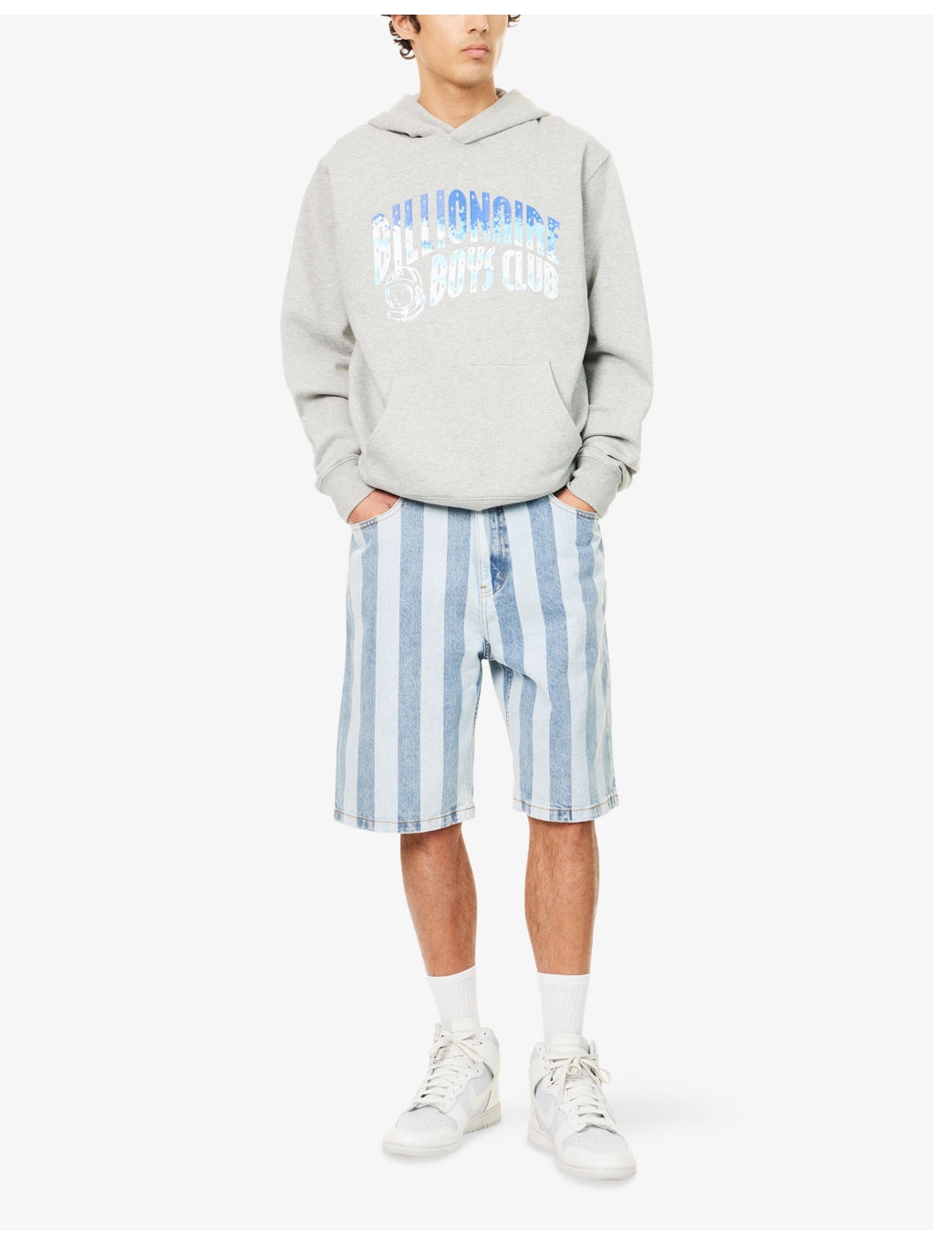 Striped Embroidered Denim Shorts - 2