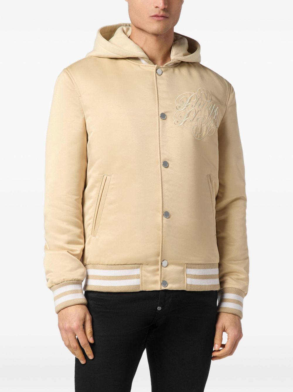 logo-embroidered bomber jacket - 3