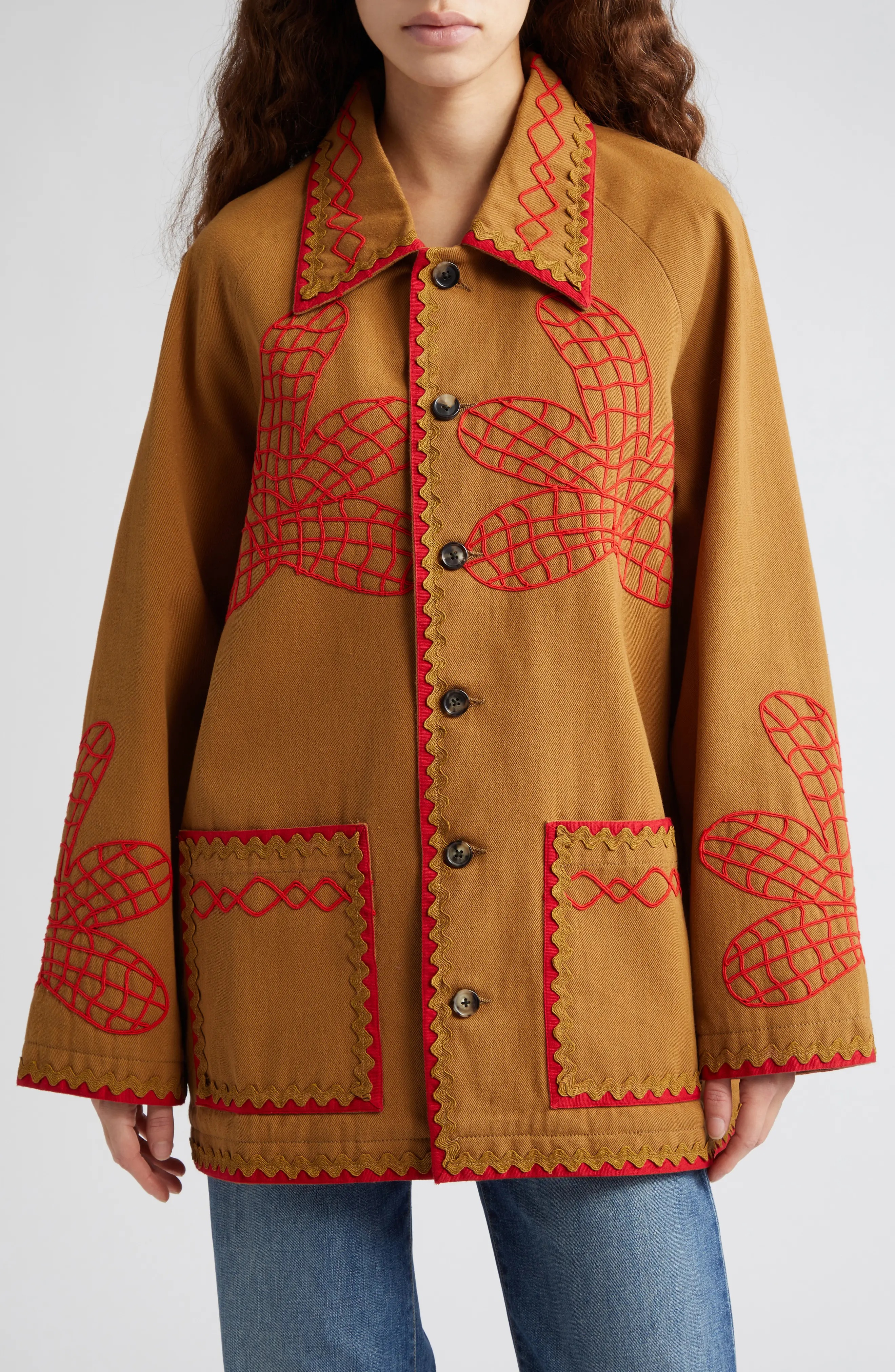 Maple Embroidered Field Coat - 1