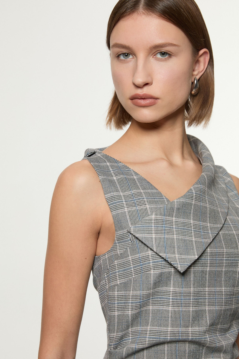 KAREN MILLEN Grey Check Tailored Full Skirted Asymmetrical Maxi Dress outlook