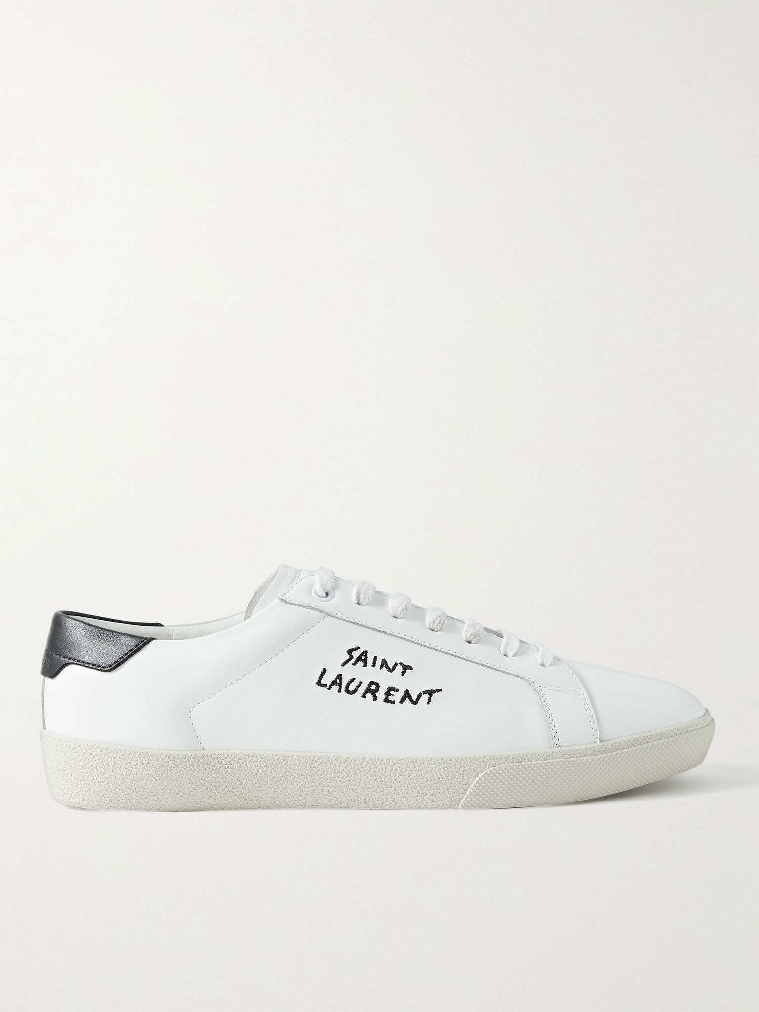 SL/06 Court Classic Logo-Embroidered Leather Sneakers White - 1