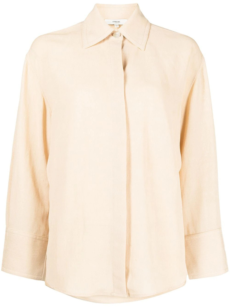 tie-fastened long-sleeved shirt 1