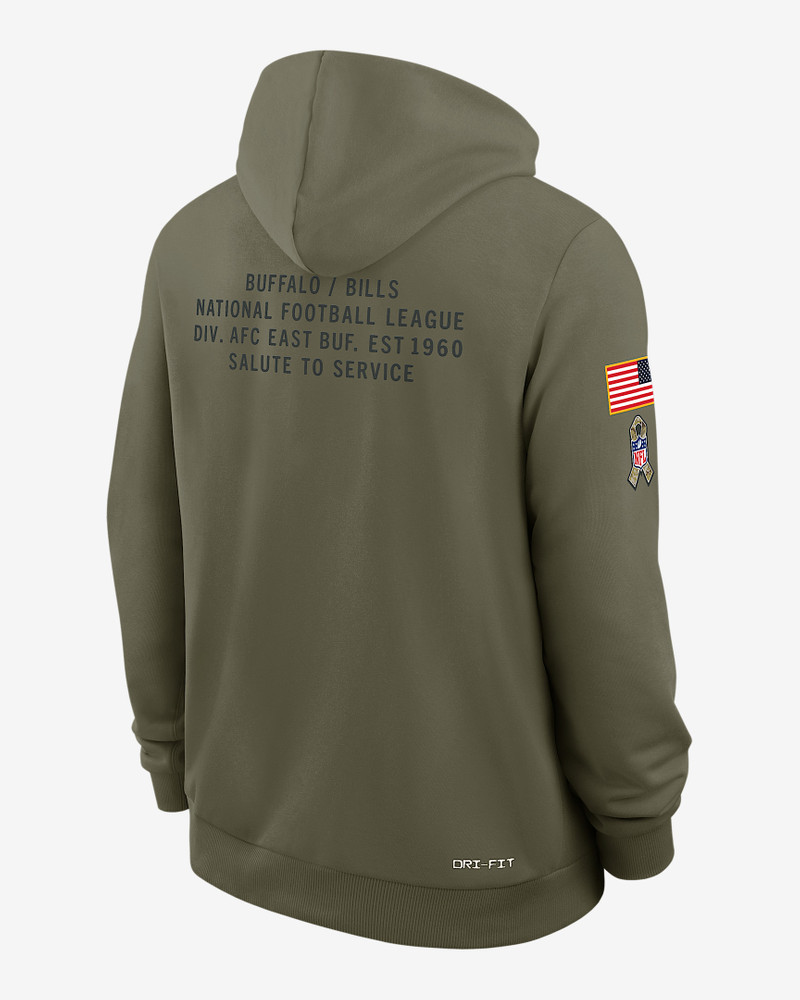 Nike Buffalo Bills Salute to Service Sideline Dominant Force Men's Nike Dri-FIT NFL Pullover Hoodie outlook