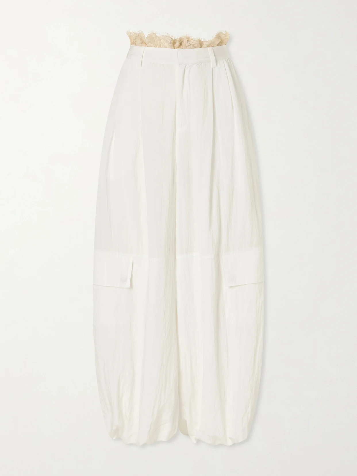 Lisette Lace-trimmed Shell Balloon Pants - 1