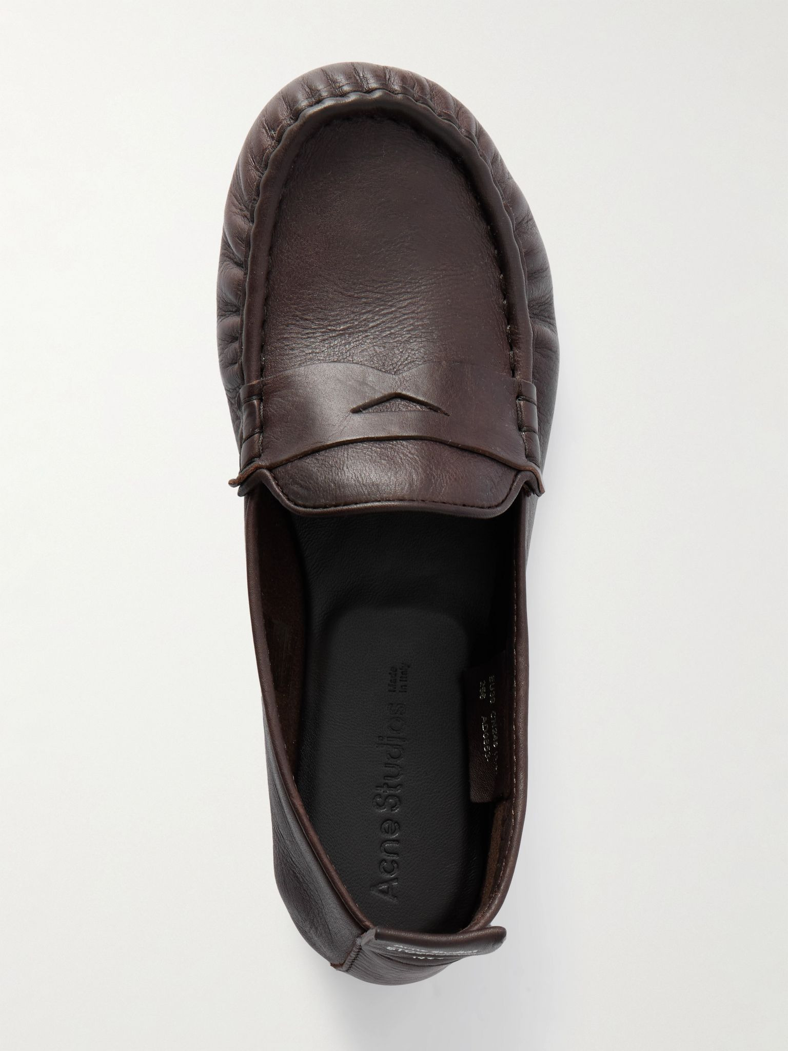 Textured-leather loafers Chocolate - 5