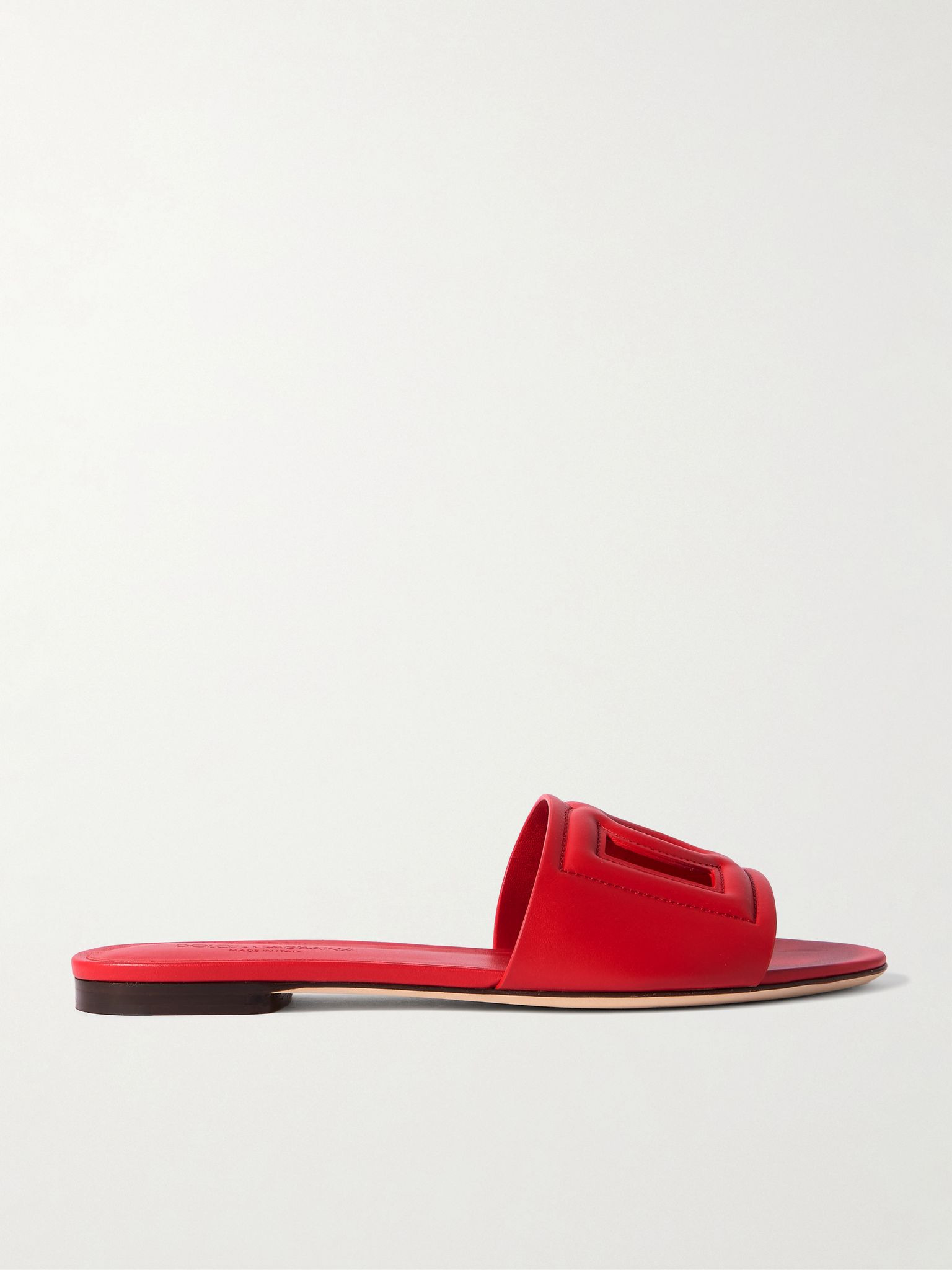 Bianca cutout leather slides Red - 5