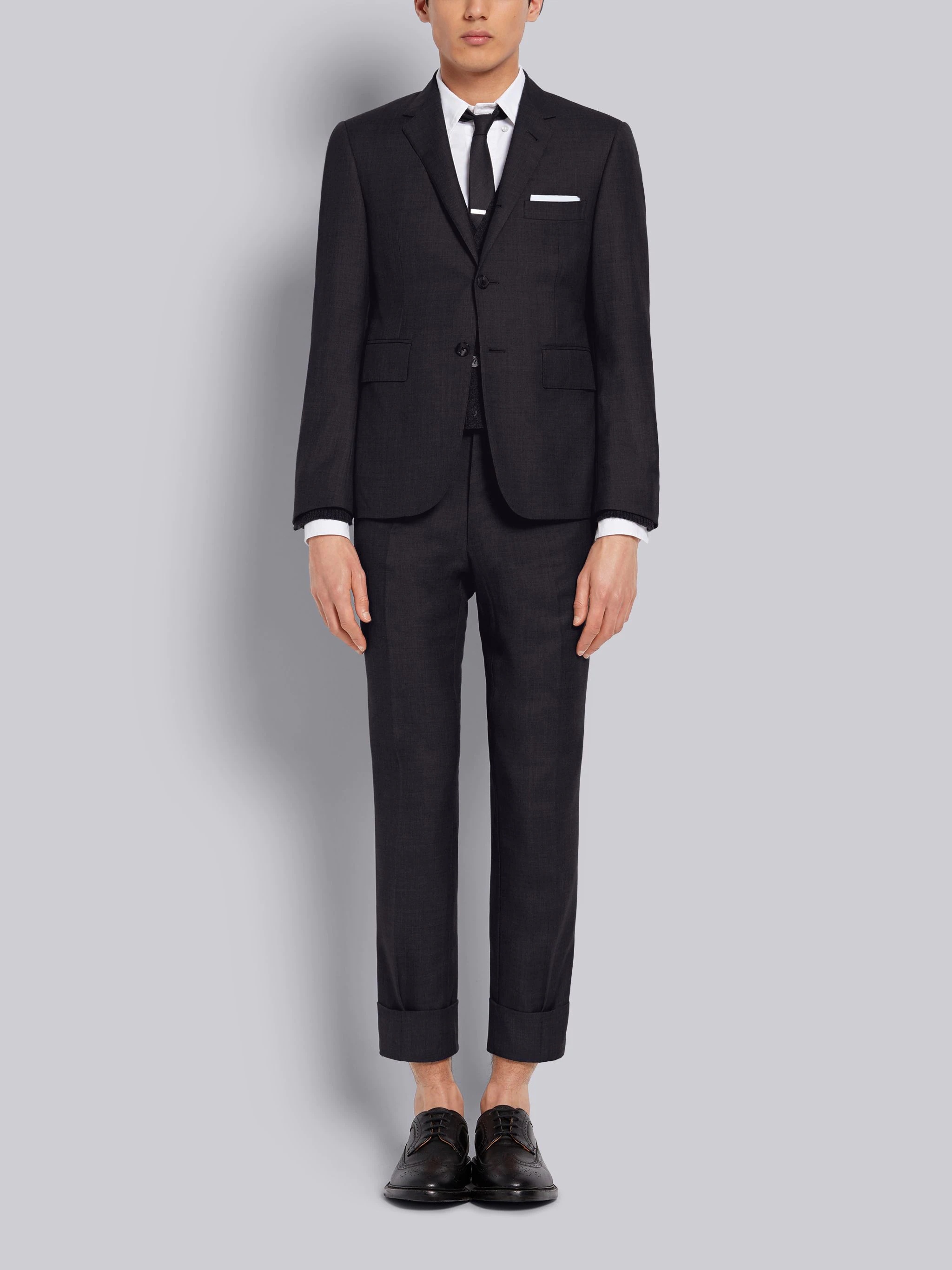 Charcoal Super 120's Wool Twill Classic Suit - 1