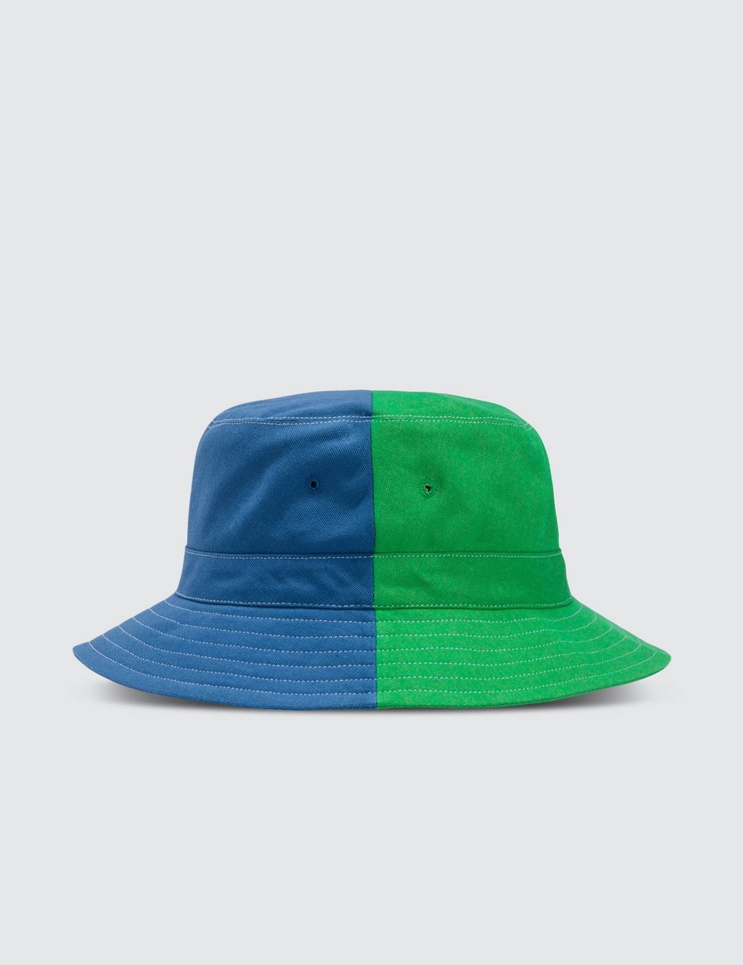 Green & Blue Color-blocked Bucket Hat - 4