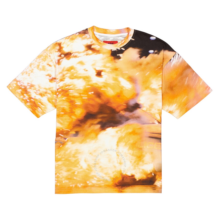 424 Men's Explosion Print Short Sleeve Cotton T-shirt - 5