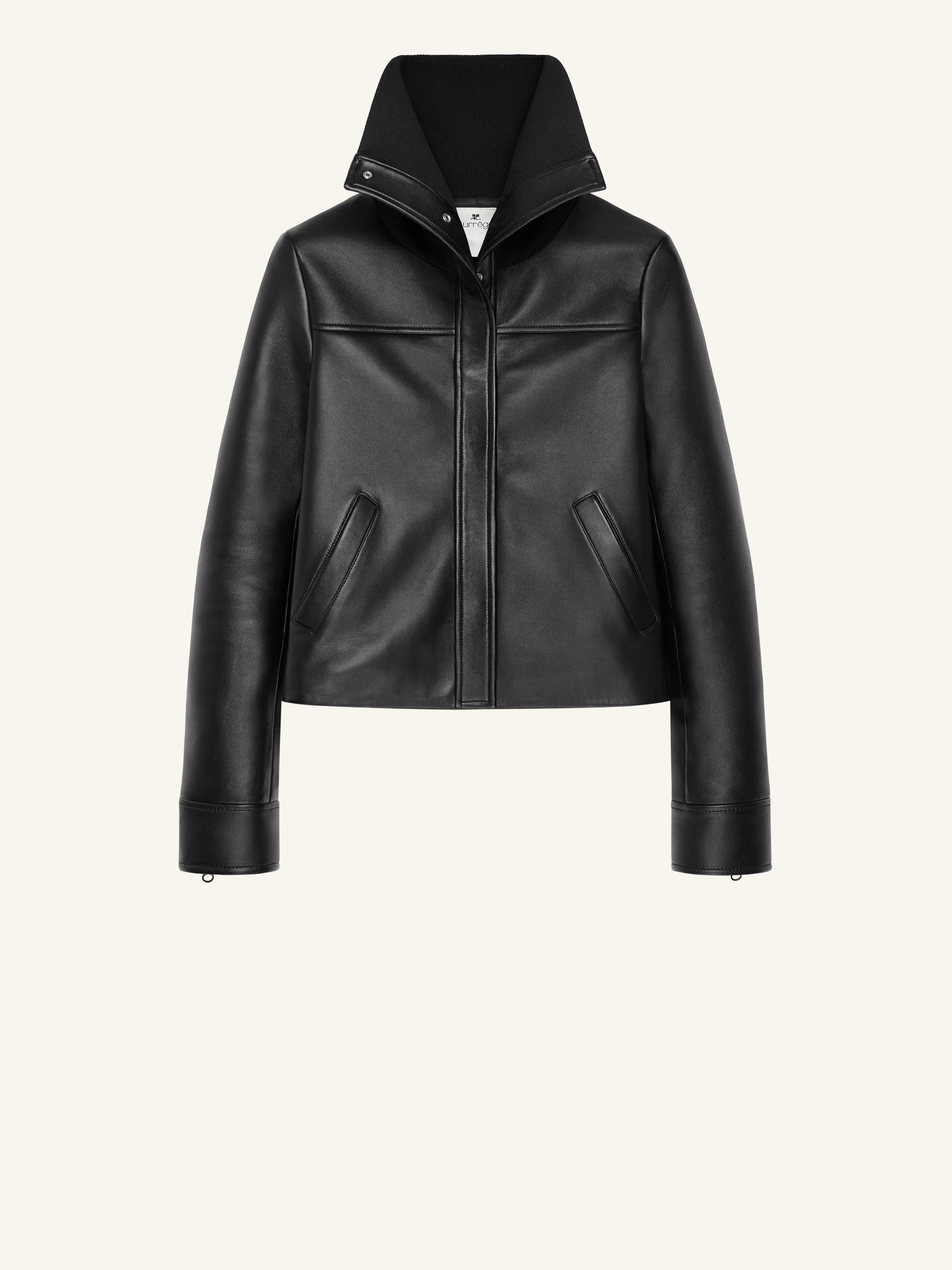 HIGH COLLAR LEATHER JACKET - 1