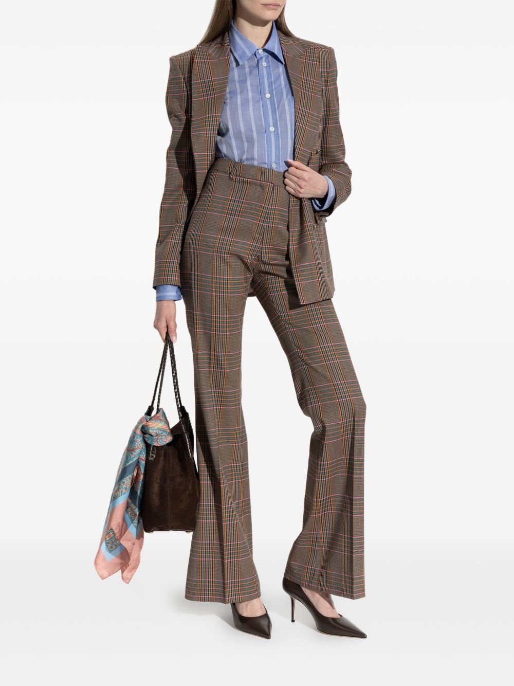 plaid flared trousers - 2