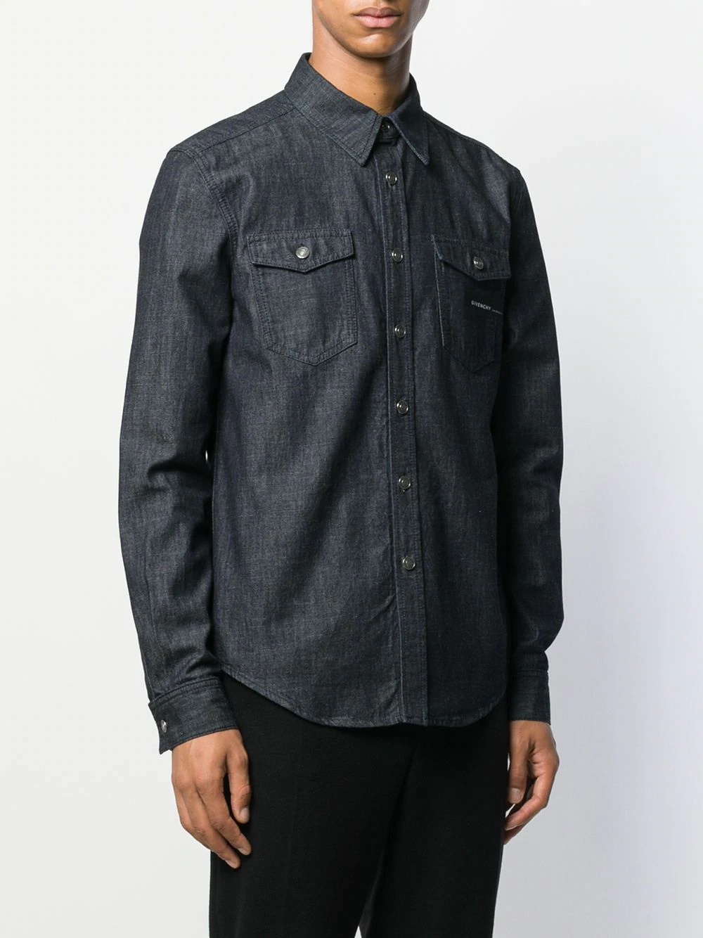 logo patch denim shirt - 3