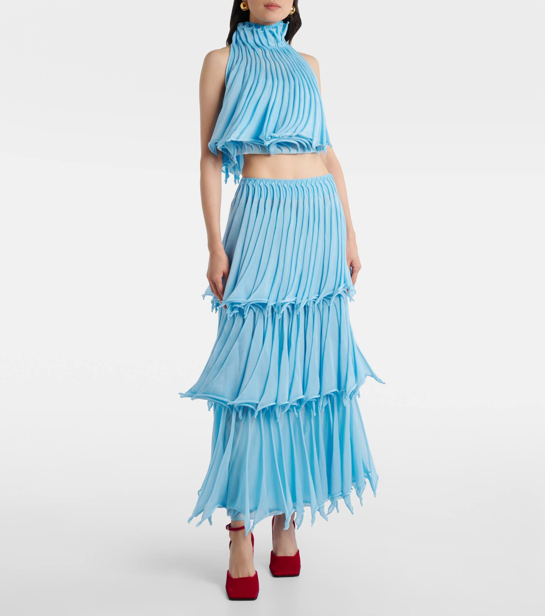 Pleated mesh crop top - 6