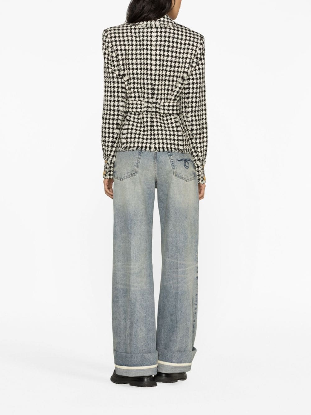 houndstooth tweed belted jacket - 3